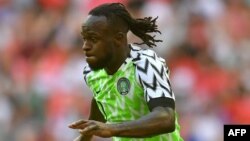 Le milieu de terrain du Nigeria Victor Moses à Londres le 2 juin 2018.