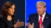 En esta fotografía combinada, Kamala Harris habla durante un debate, el 7 de octubre de 2020, en Salt Lake City, y el candidato presidencial republicano, el expresidente Donald Trump, habla durante un debate, el 27 de junio de 2024, en Atlanta.