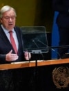 Sekretaris Jendral PBB Antonio Guterres menyampaikan pidato dalam sidang tahunan Majelis Umum PBB ke-79 di markas PBB di New York, pada 24 September 2024. (Foto: AP/Julia Demaree Nikhinson)