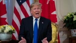 President Donald Trump speaks during a meeting with Canadian Prime Minister Justin Trudeau at Winfield House during the NATO summit, Dec. 3, 2019, in London.