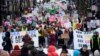 FILE - Protesters make their way to the Wisconsin Capitol Rotunda during a march supporting overturning Wisconsin's near total ban on abortion on Jan. 22, 2023, in Madison, Wisconsin.