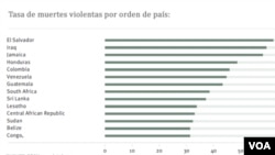 En un año promedio entre 2004 y 2009, el número de muertes por habitante fue mayor en El Salvador que en Irak.