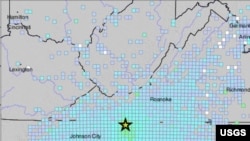 Earthquake locator map in Sparta, North Carolina, Aug. 9, 2020. (Credit: USGS)