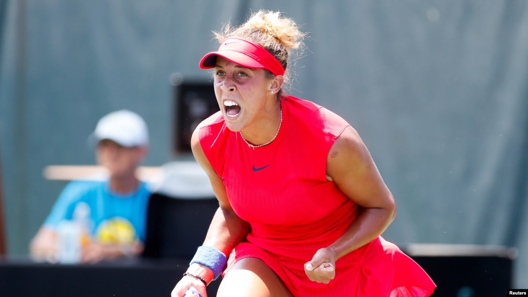 Madison Keys saat melawan Caroline Dolehide di turnamen Bank of the West Classic di Stanford University. (Foto:Stan Szeto-USA TODAY/Reuters)