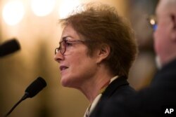 Former U.S. Ambassador to Ukraine Marie Yovanovitch testifies before the House Intelligence Committee on Capitol Hill in Washington, Nov. 15, 2019.