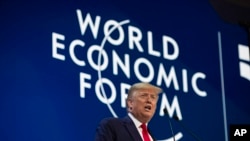 resident Donald Trump delivers the opening remarks at the World Economic Forum, Jan. 21, 2020, in Davos, Switzerland. 