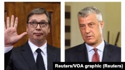 Predsednik Srbije Aleksandar Vučić i predsednik Kosova Hašim Tači (foto: Reuters/VOA graphics) 