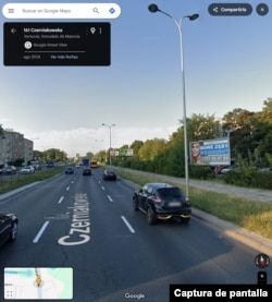 Captura de pantalla de Google Maps con ubicación del clip de Varsovia en Polonia, la cual coincide con el clip viral.