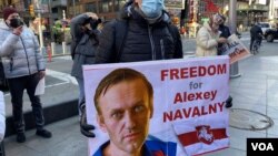 A New York protest supporting Russia opposition politician Alexei Navalny