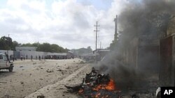 Scene of the deadly car-bombing in Mogadishu, Somalia, Oct. 18, 2011.