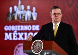 Mexico's Foreign Minister Marcelo Ebrard speaks during a news conference at National Palace in Mexico City, Mexico Dec. 26, 2019.