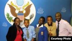(Left to right): Sibongile Mbanje, Joseph Lansburg, Rufaro Kabasa and Brian Sibanda, with Thando Sibanda, youth coordinator at the U.S. Embassy. (Courtesy Photo)