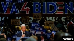 Democratic U.S. presidential candidate and former U.S. Vice President Joe Biden speaks during a campaign event at Booker T. Washington High School in Norfolk, Virginia, U.S., March 1, 2020.