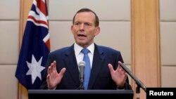 Premijer Australije Toni Abot na konferenciji za novinare u Pekingu