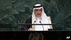 El canciller saudí, Ibrahim Bin Abdulaziz Al-Assaf, se dirige a la 74ta sesión de la Asamblea General de Naciones Unidas, el 26 de septiembre de 2019, en la sede la ONU, Nueva York.