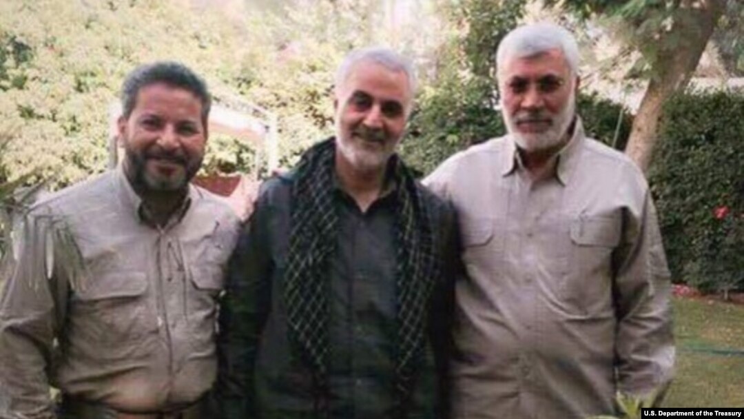 شبل ئەلزەیدی و قاسم سولەیمانی و ئەبو مەهدی ئەلموهەندس