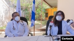 Miembros de la Unidad Médica Nicaragüense en conferencia de prensa. Foto cortesía de Unidad Médica. 