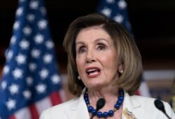 FILE - Speaker of the House Nancy Pelosi, D-Calif., meets with reporters during her weekly news conference at the Capitol in Washington, Dec. 5, 2019.