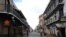 A view of empty Bourbon Street in the French Quarter amid the coronavirus (COVID-19) pandemic on March 27, 2020 in New Orleans, Louisiana.