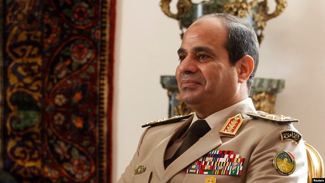 FILE - Egypt's Army Chief General Abdel Fattah al-Sisi at El-Thadiya presidential palace in Cairo, Nov. 14, 2013