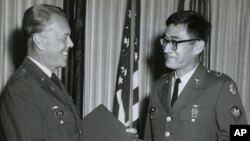 US Army Vietnam veteran Peter Young receives award in 1969 photo