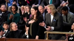 Oksana Markarova, the Ukrainian ambassador to the U.S., is recognized by President Joe Biden as he delivers the State of the Union address to a joint session of Congress, at the Capitol in Washington, Feb. 7, 2023.