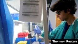 A worker at RealTime Laboratories tests samples for the coronavirus disease (COVID-19) in Carrollton, Texas, June 24, 2020.