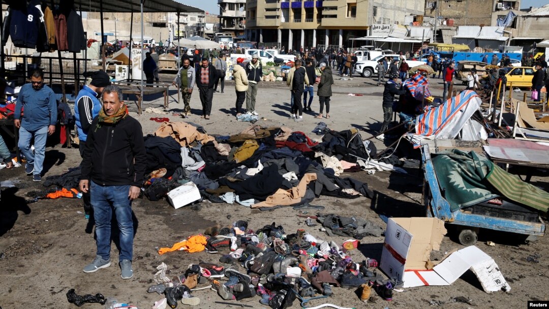 Mesto napada bombaša samoubice na pijaci u centru Bagdada, 21. januara 2021. (Foto: Rojters, Thaier al-Sudani)