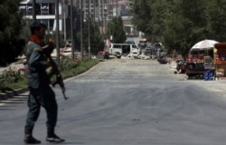 A security forces soldier arrives at the site of an explosion in Kabul, Afghanistan, July 1, 2019.