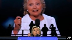 Democratic presidential nominee Hillary Clinton speaks during the final day of the Democratic National Convention in Philadelphia, Thursday, July 28, 2016.