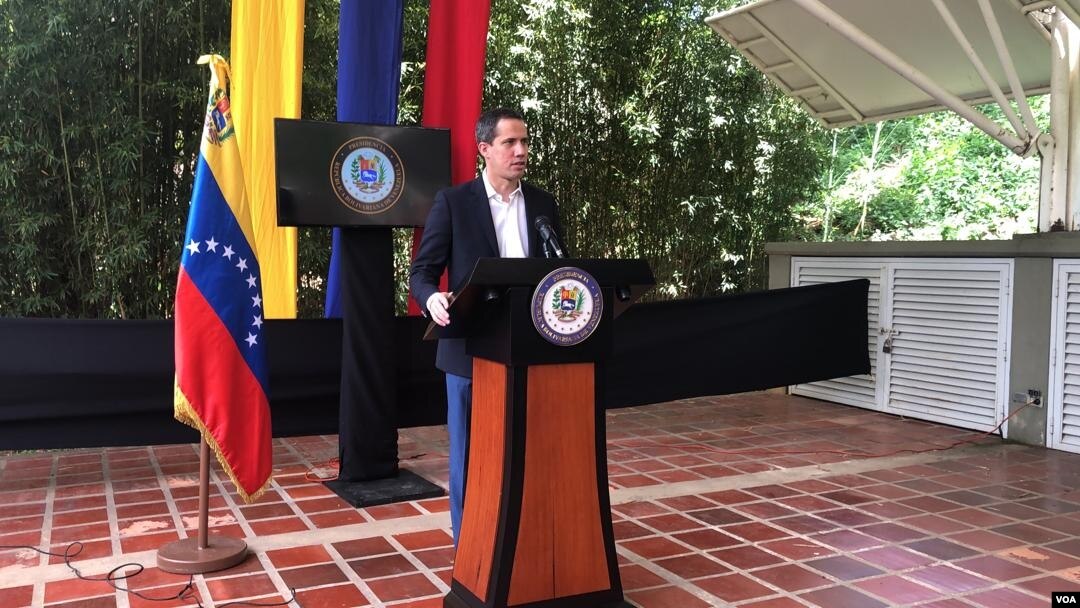 El líder opositor venezolano Juan Guaidó en una conferencia de prensa en el este de Caracas, el 19 de mayo de 2021. Foto: Álvaro Algarra - VOA.