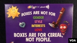  Food manufacturer Kellogg's teamed up with GLAAD, a nonprofit promoting LGBTQ acceptance, and unveiled a heart-shaped take on its Froot Loops breakfast cereal, already a rainbow product. (Michael Bowman/VOA)