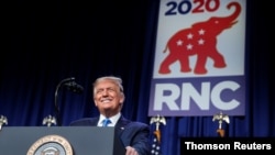 El presidente Donald Trump se presentó el lunes 24 de agosto de 2020 a la inauguración formal de la Convención Nacional Republicana en Charlotte, Carolina del Norte.