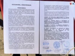 Documento firmado por SIRMES y MYPES con demandas. [Foto: Yuvinka Gozalvez Áviles, VOA]