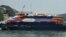 The Sea Smooth ferry with its bow badly damaged sits docked at the Lamma Island pier following a collision with the Lamma IV boat in Hong Kong, October 2, 1012. 