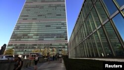 The United Nations Headquarters building is pictured during the 71st United Nations General Assembly in the Manhattan borough of New York, Sept. 22, 2016.