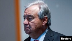 El secretario general de las Naciones Unidas, Antonio Guterres, en el Consejo de Seguridad para abordar la crisis en la Franja de Gaza, en la sede del organismo en Nueva York, el 23 de enero de 2024.