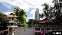 FILE - A view of an empty guard post outside former Prime Minister Lee Kuan Yew's Oxley Road residence in Singapore June 14, 2017. 