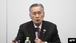 Yoshiro Mori, président du comité d'organisation des JO de Tokyo 2020 lors d'une conférence de presse, Japon, le 20 mars 2020.