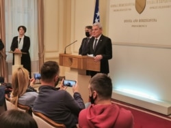 Members of Presidency of BiH Željko Komšić and Šefik Džaferović during a press conference where they explained why they refussed to meet Ministry of foreign affairs of Russia Sergei Lavrov in Sarajevo, 15th December 2020