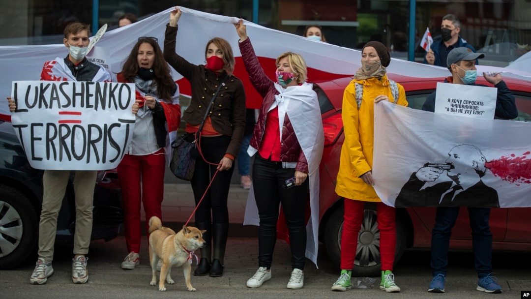 Акция протеста в Вильнюсе в поддержку белорусской оппозиции. Архивное фото, 29 мая 2021.