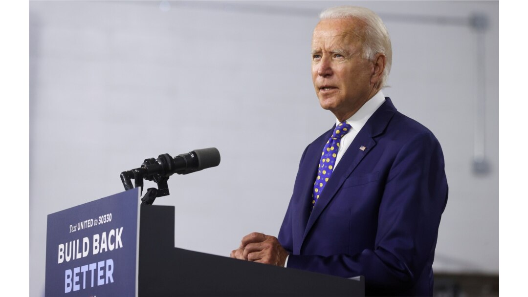 FILE - Democratic presidential candidate and former Vice President Joe Biden speaks about his plans to combat racial inequality at a campaign event in Wilmington, Delaware, July 28, 2020.