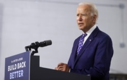 FILE - Democratic presidential candidate and former Vice President Joe Biden speaks about his plans to combat racial inequality at a campaign event in Wilmington, Delaware, July 28, 2020.