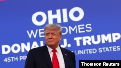 Former U.S. President Trump holds a rally in Wellington, OH