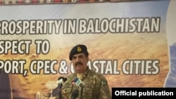 Le chef de l'armée pakistanaise, le général Raheel Sharif à Gwadar, dans la province pakistanaise de Baloutchistan, le 12 avril 2016.