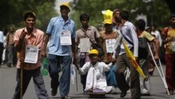 Activists from the National Platform for the Rights of Disabled Persons demonstrate in New Delhi in April 2010