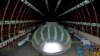 The Aeros airship, a high-tech prototype airship, is seen in a World War II-era hangar in Tustin, California, Jan. 24, 2013. 