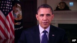 US President Barack Obama delivers his weekly address, March 12, 2011