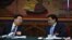 2016年3月7日，中共西藏自治区党委副书记吴英杰在人大会议上和西藏人大主席交谈