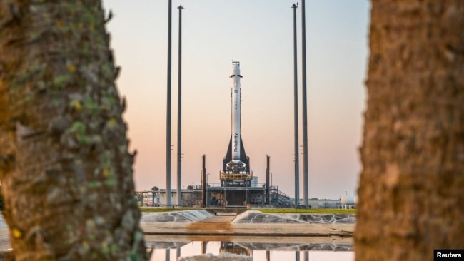 Relativity Space's 3D-printed rocket Terran 1 sits on the launch pad in Cape Canaveral, Florida on March 8. The company's launch on March 22 failed. (Trevor Mahlmann/Relativity Space via REUTERS)